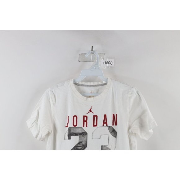 Nike Air Jordan Boys Large Spell Out Michael Jordan Short Sleeve T-Shirt White - Picture 2 of 9
